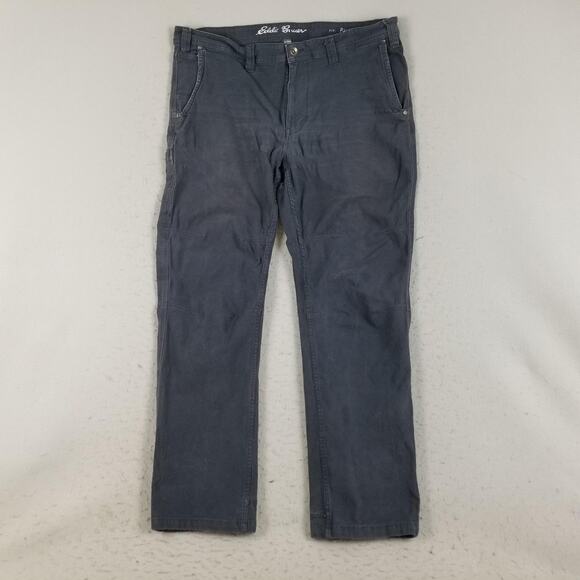 Eddie Bauer Pants Mens 40x34 Gray Relaxed Fit Stretch Twill Utility Workwear - Picture 1 of 16